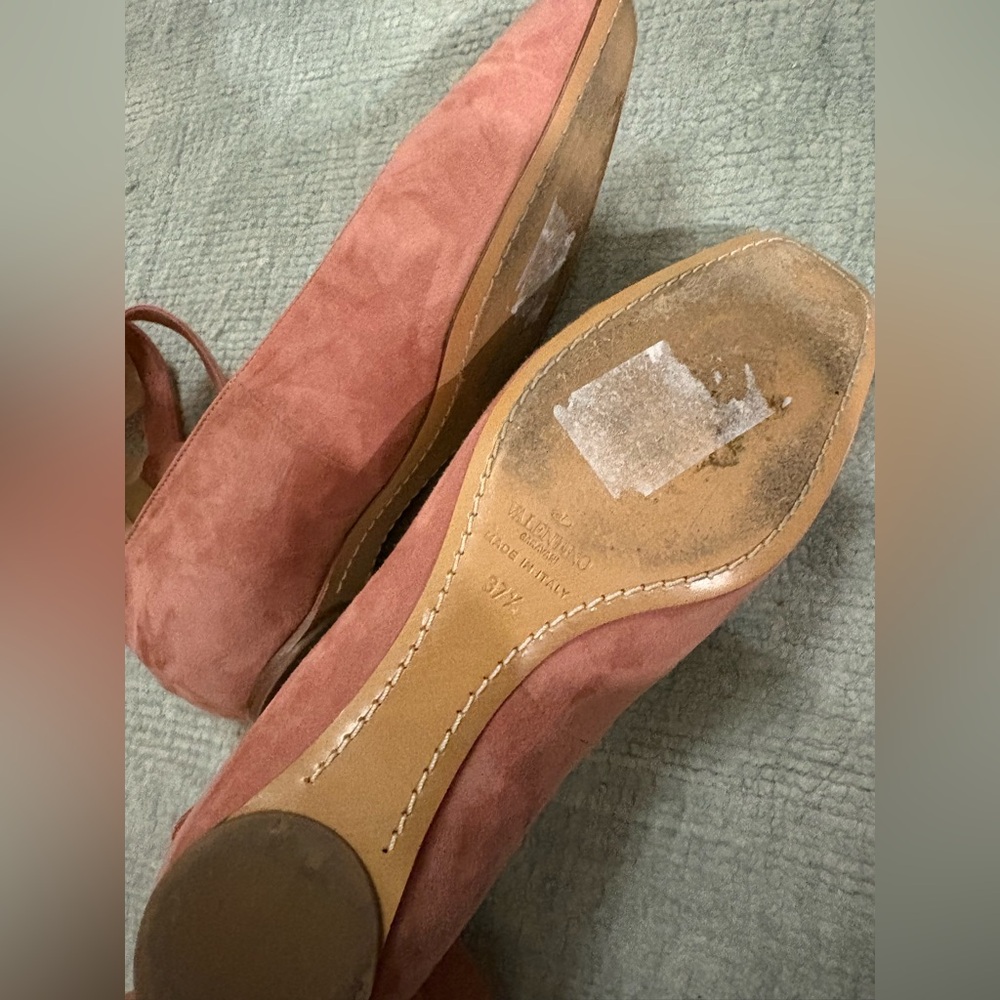 Valentino Dusty Pink Suede Ballet Flats 37.5 - Picture 8 of 15